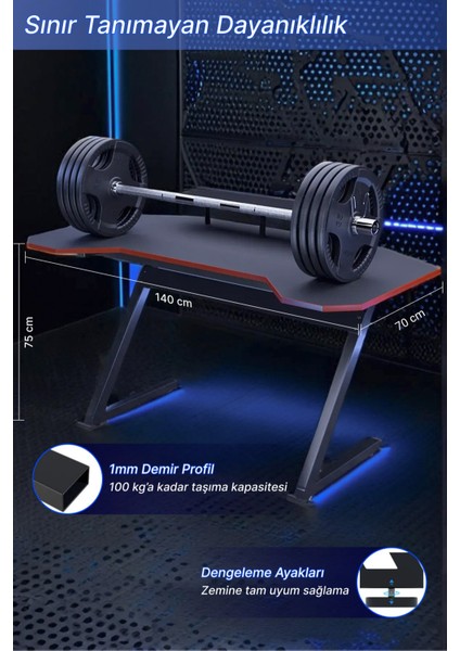 Profesyonel Oyuncu Masası - Rgb Ledli - Bilgisayar Masası - Gamer - Çalışma Masası - 140*75*70 cm fırsatları