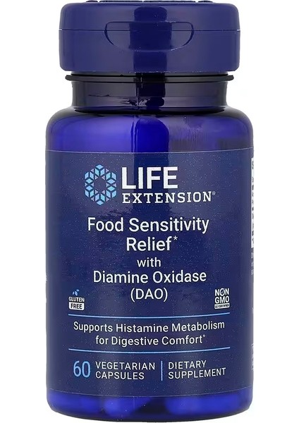 Food Sensitivity Relief With Diamine Oxidase (Dao) 60 Vegetarian Capsules (4.3 Mg Per Capsule)