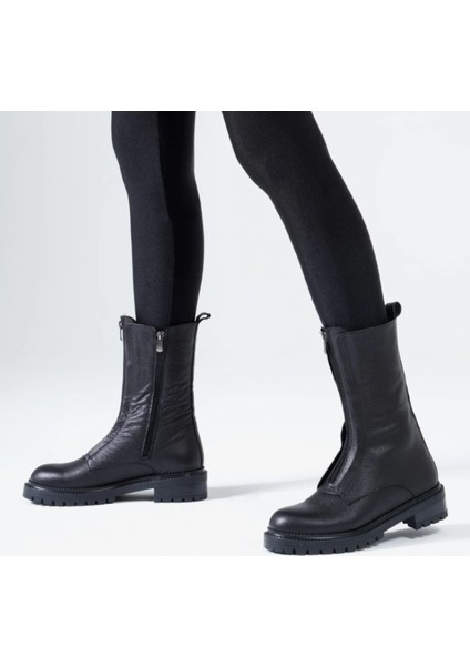 Laura 35&42 Numarahakiki Deri Kadin Uzun Bot Fermuarli Kaymaz Taban modelleri
