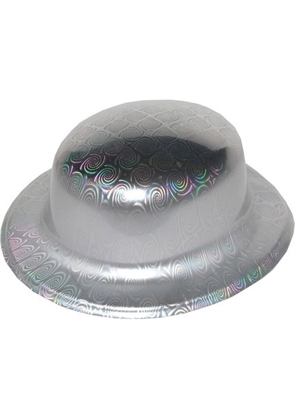 Gümüş Renk Hologramlı Plastik Yuvarlak Melon 27X24 cm