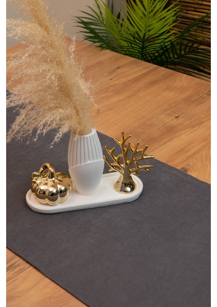 Doku | Kadife Dokulu Tatlı Antrasit Runner 135 x 40 fiyatları