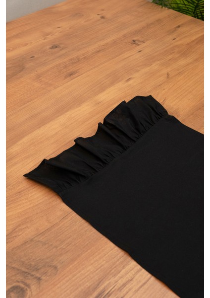 Lira | Siyah Naturel Keten Runner 40 x 110 modelleri