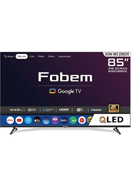 MT85EG8000QF 85’’ 216 Ekran Uydu Alıcılı 4K Ultra HD QLED Google TV