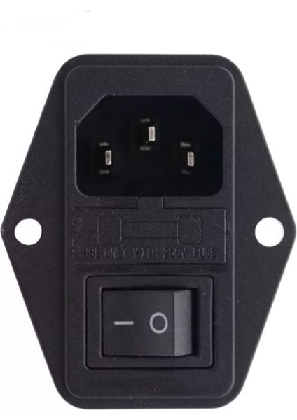 MR-214 Power Soket Erkek anahtarlı + Fuseli Kulaklı