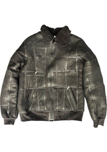 Patchwork Kürk-Süet Hakiki Deri Yakalı Biye ve Triko Detaylı Mont indirimleri