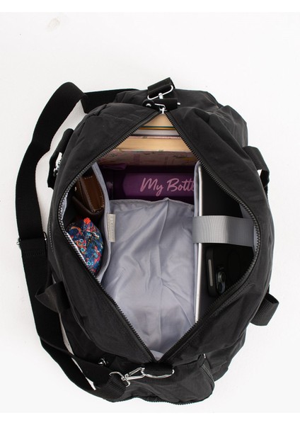 Sanmorris Büyük Boy Klinkır Kumaş Ayakkabı Koyma Cebi Bulunan Çapraz Askılı Spor ve Seyahat Çantası