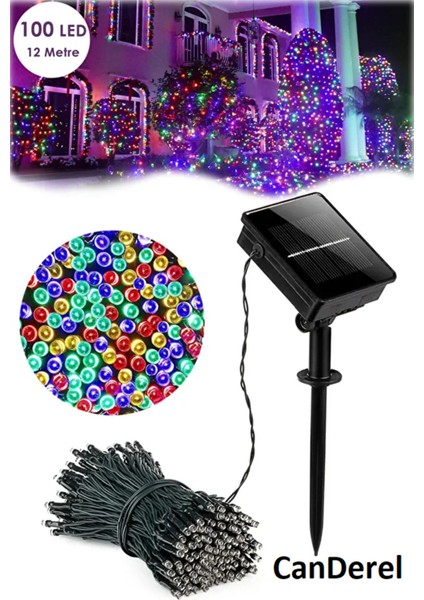 Solar Güneş Enerjili 100 Ledli 12 Metre Şerit Bahçe Dekorasyon Aydınlatma LED Renkli Işık Ağaç fiyatları
