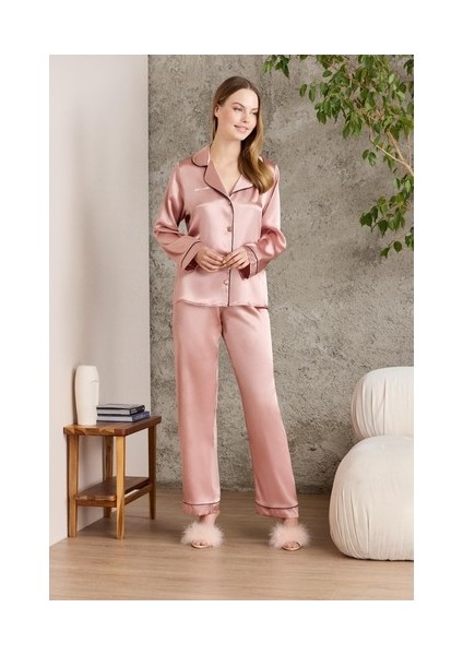 Saten Biyeli Pijama Takımı - 1200