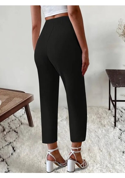 Kadın Yüksek Bel Önden Fermuarlı Ithal Krep Pantolon fiyatları