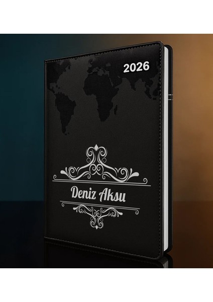 Kişiye Özel Isimli Termo Sert Kapak 2026 Siyah Ajanda -2, Öğretmenler Günü Hediyesi, Yeni Iş Hediyesi
