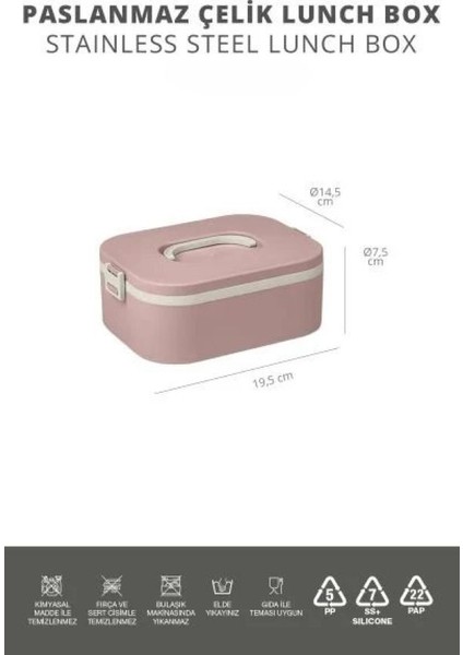 Paslanmaz Çelik Hazneli Lunch Box Tek Katlı Kendinden Çatal Kaşıklı Beslenme Kutusu Pembe modelleri