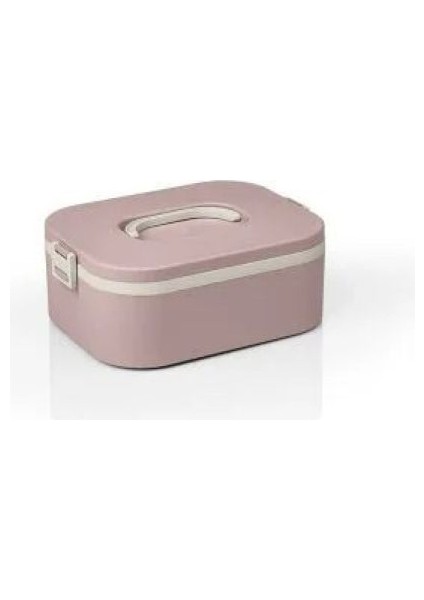 Paslanmaz Çelik Hazneli Lunch Box Tek Katlı Kendinden Çatal Kaşıklı Beslenme Kutusu Pembe fırsatları