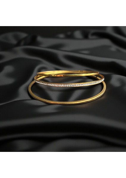 3'lü Zirkon Taş Paslanmaz Çelik Ajda Bilezik fiyatları