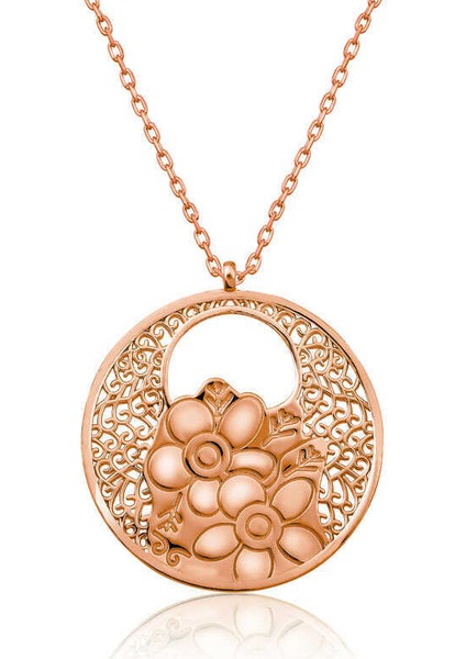 Gümüş Rose Yaşam Çiçeği Kolye