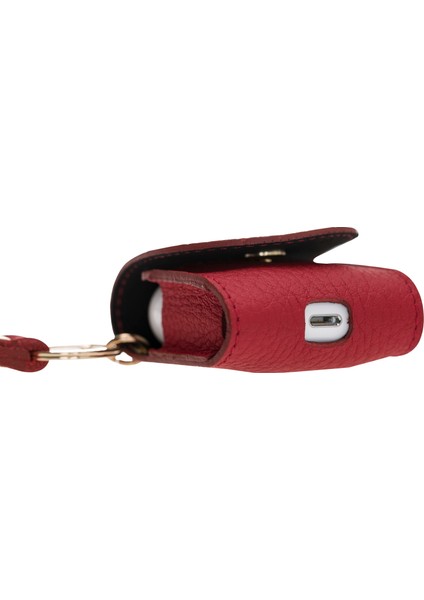 Apple Airpods 2.nesil Uyumlu Deri Kılıf Mai Snap Erc2 Kırmızı fırsatları