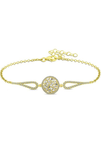 Gümüş Gold Baget Taşlı Bileklik