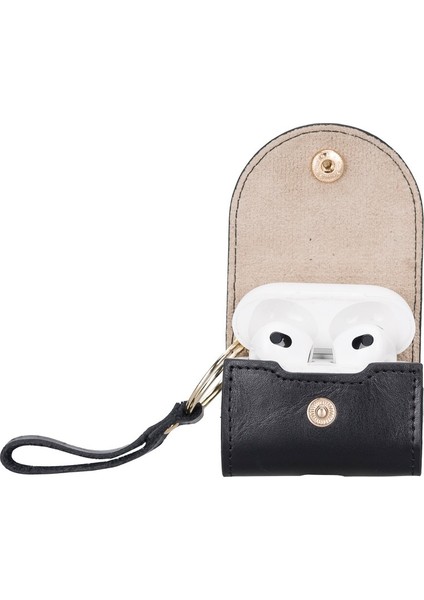 Apple Airpods 3.nesil Uyumlu Deri Kılıf Mai Snap Rst1 Siyah modelleri