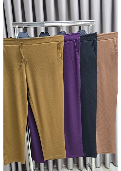 Kadın Tesettür Giyim Büyük Beden Fitilli Örme Pantolon indirimleri