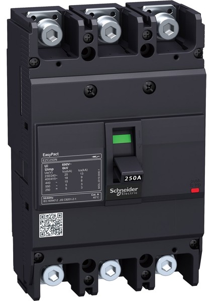 250A 36KA 3 Kutuplu 380V Ac Kompakt Şalter EZC250H3250