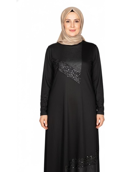 Kadın Aysın Büyük Beden Kristal Kumaş Payetli Siyah Elbise fiyatları