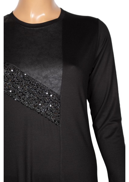 Kadın Aysın Büyük Beden Kristal Kumaş Payetli Siyah Elbise fırsatları