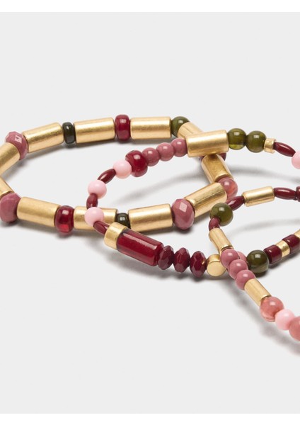 Taş Efektli Boncuklu Elastik Bileklik Seti modelleri