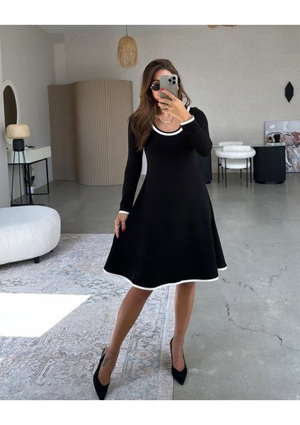 Kadın Uzun Kollu Yuvarlak Yaka Midi Viskon Iki Iplik Elbise fiyatları