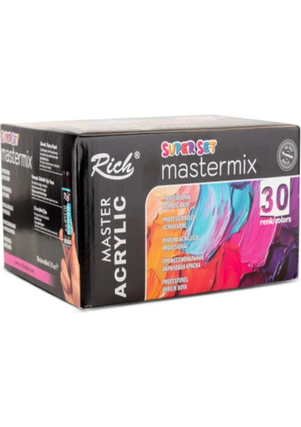 Rich Mastermix 30X60ML Supermix Akrilik Boya Seti Rich Karma Zemin Fırçalı Seti 6'lı Palet Set fiyatları