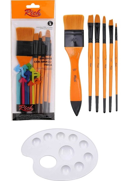 Rich Mastermix 30X60ML Supermix Akrilik Boya Seti Rich Karma Zemin Fırçalı Seti 6'lı Palet Set fırsatları