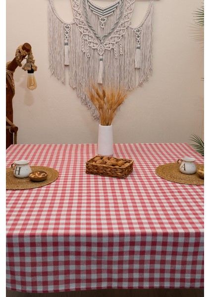 Pötikareli Pembe Ekose Masa Örtüsü 170 x 170 fırsatları