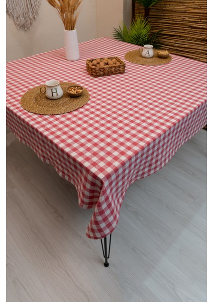 Pötikareli Pembe Ekose Masa Örtüsü 170 x 170 indirimleri