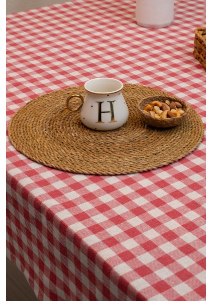 Pötikareli Pembe Ekose Masa Örtüsü 170 x 170