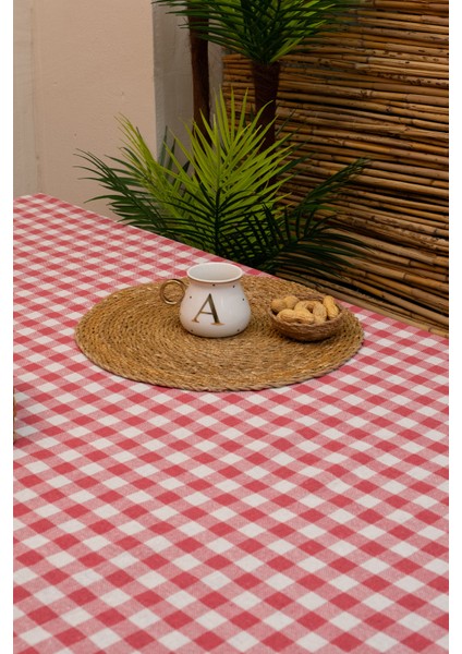 Pötikareli Pembe Ekose Masa Örtüsü 170 x 170