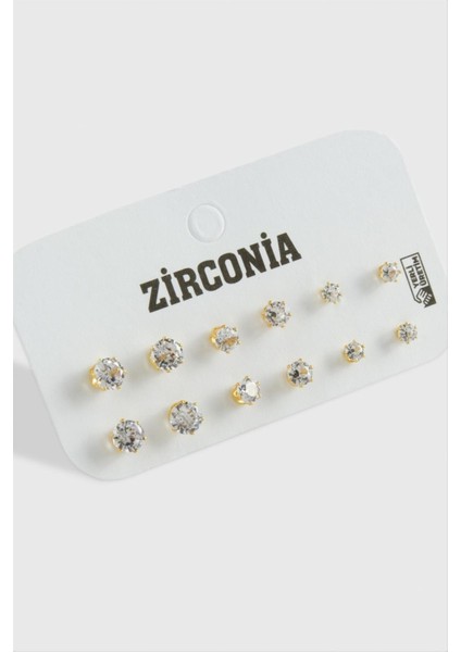 12 Adet Zirkon Tek Taşlı Küpe