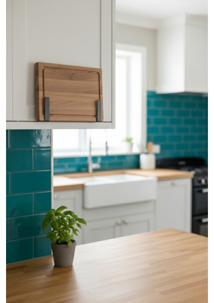 Metal Kesme Tahtası Tutacağı Mutfak Düzenleyici Kapaklık Tepsi Askılığı Duvar Rafı