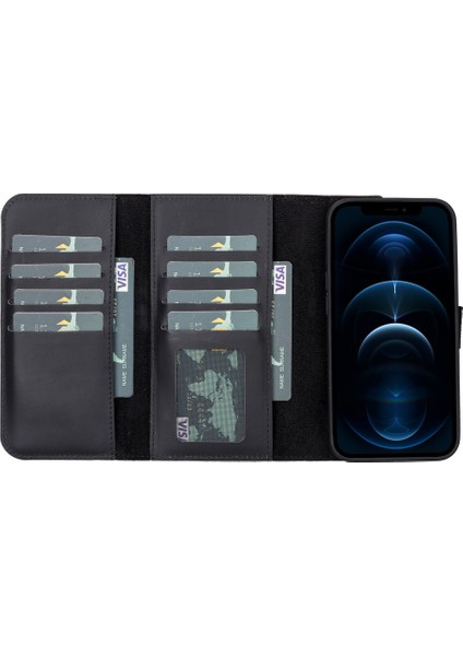 Apple iPhone 13 Pro Uyumlu Deri Cüzdanlı Kılıf Santa G1 Siyah fiyatları