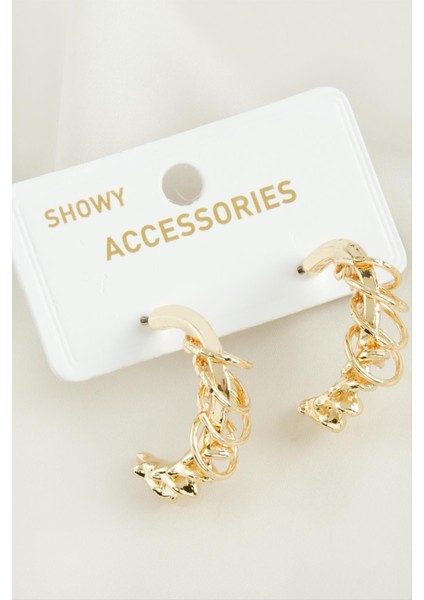 Yarım Halka Trend Metal Küpe