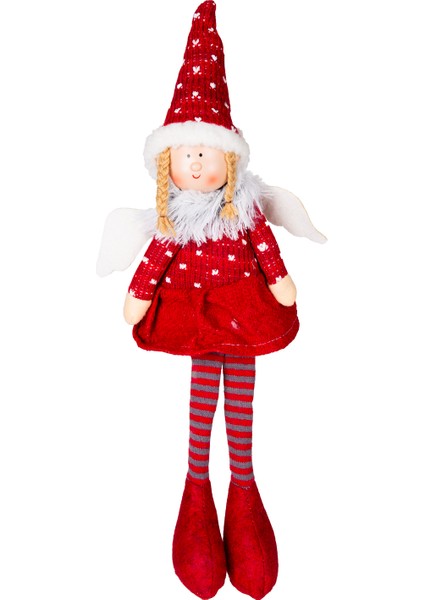 Yılbaşı Süsü, Oturan Peri Figürü, Kırmızı - 17X53 cm