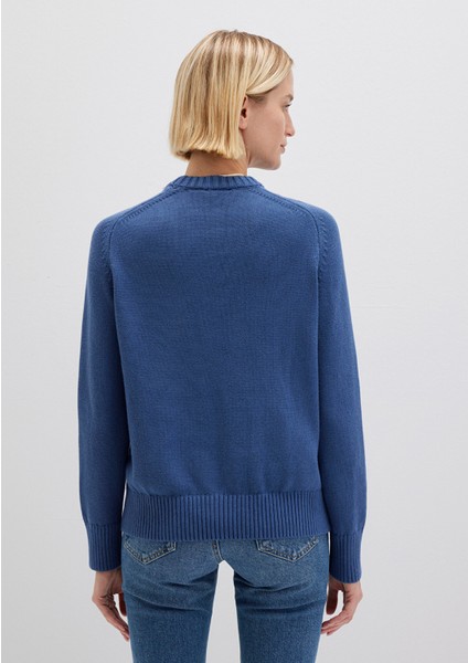 Ipek Karışımlı Bisiklet Yaka Mavi Kazak 1710726-70719 indirimleri