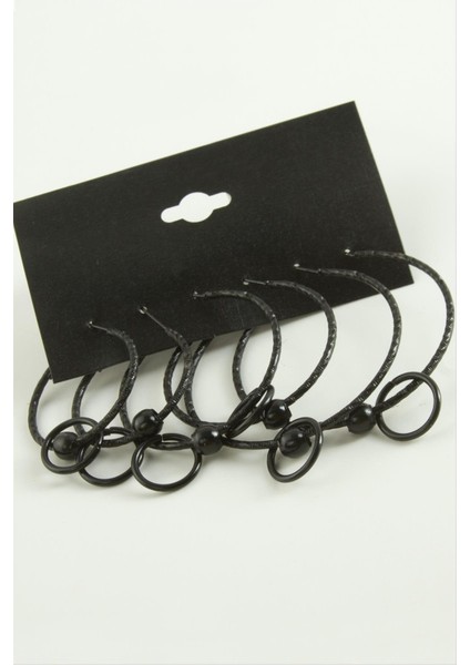 Noktalı Iç Içe Metal Halka Küpe 6 Adet