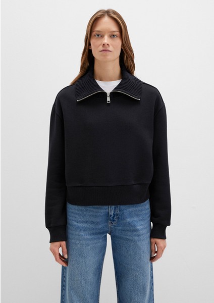 Yarı Fermuarlı Dik Yaka Siyah Sweatshirt 1S10434-900 fırsatları