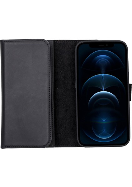 Apple iPhone 13 Pro Uyumlu Deri Cüzdanlı Kılıf Santa G1 Siyah indirimleri