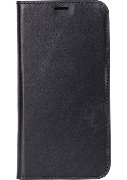 Apple iPhone 16 Pro Uyumlu, Hakiki Deri, El Yapımı, Cüzdanlı Kılıf, Parlak Siyah indirimleri