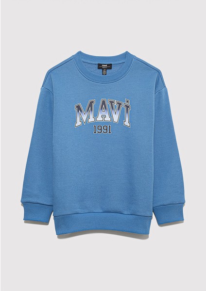 Mavi Logo Bisiklet Yaka Mavi Sweatshirt 6S10163-70724 fırsatları