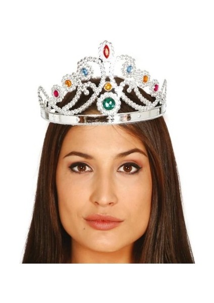 Gümüş Renk Plastik Prenses Tacı Kraliçe Tacı 60 cm