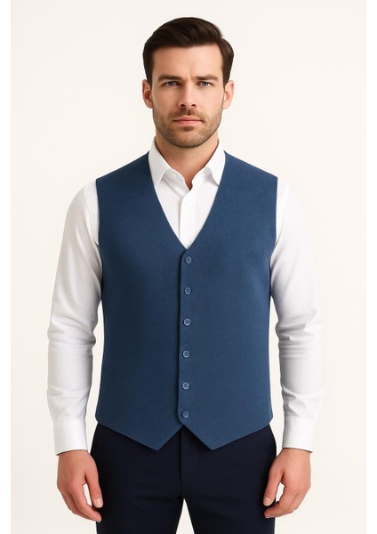 Herman Slim Fit Erkek Düğmeli Triko Yelek - 7461