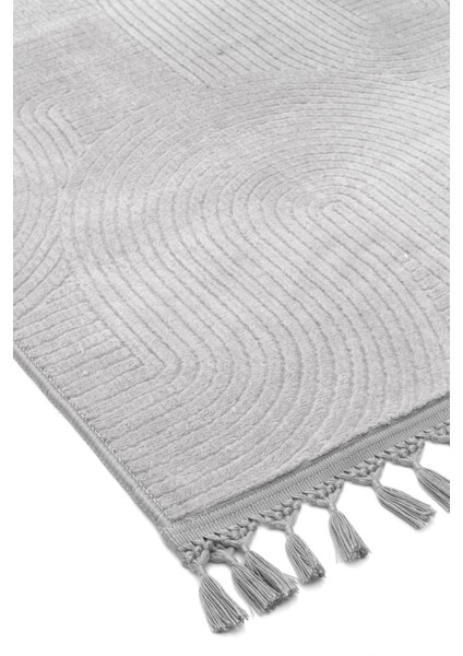 Rölyef Joy Krem Kaymaz Taban Kesme Halı Yolluk Pon Pon