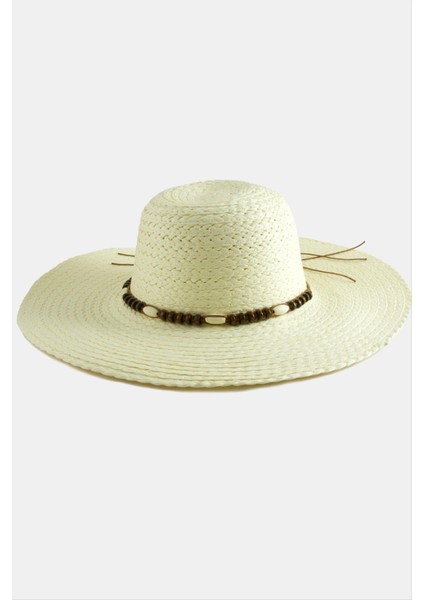 Ahşap Boncuklu Hasır Şapka