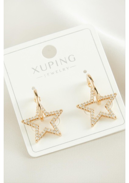 Xuping Yıldız Zirkon Taşlı Lüks Çelik Küpe
