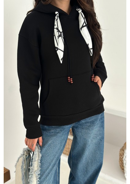 Kadın Fular Detaylı Kapüşonlu Sweatshirt – Casual Charm indirimleri
